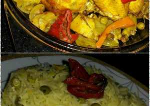 الفروج المشوي مع خضار و أرز