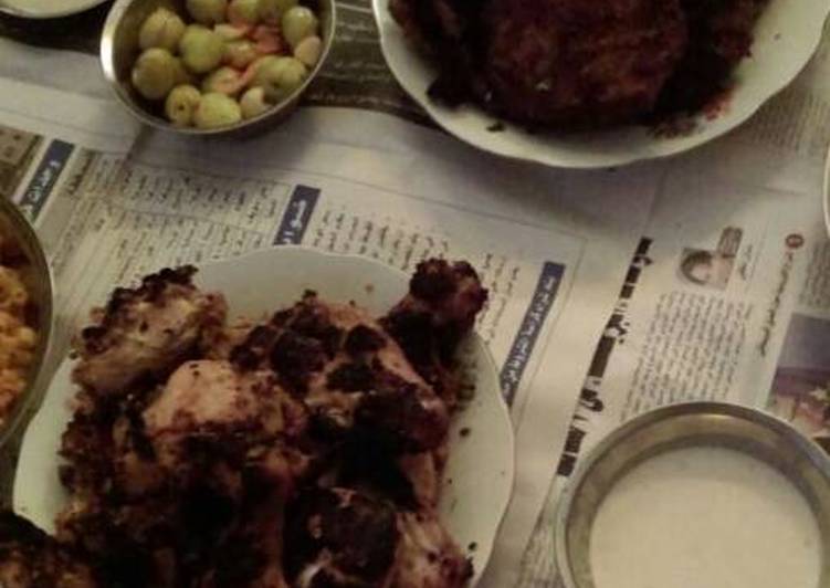 الفراخ المشويه على الفحم