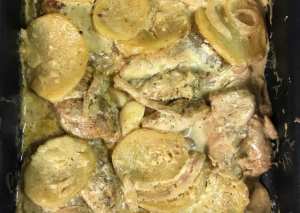 دجاج بصوص الليمون والثوم الكريمي