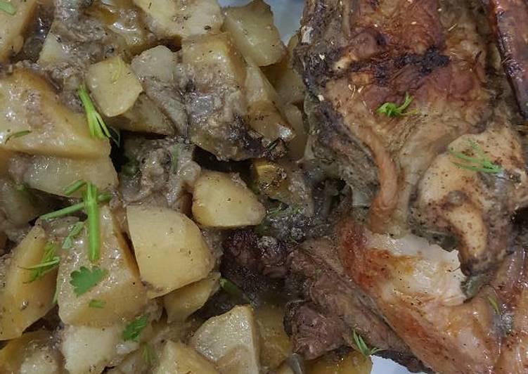 فراخ بالبطاطس في الفرن