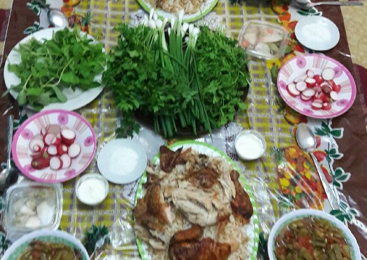 #نجم-العزايم هاي عزومتي لليوم دجاج بالفرن ورز ولوبيا بزيت