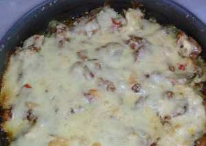 بطاطا بالبشاميل وقطع شيش دجاج