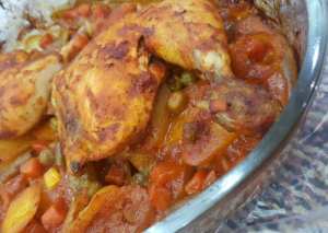 صينية دجاج بالخضار