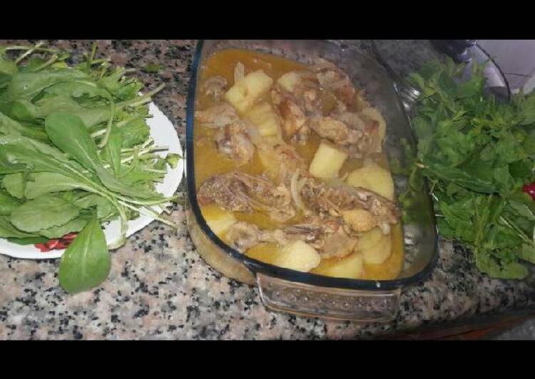 مركة يخنة فروج مع بصل وبطاطة