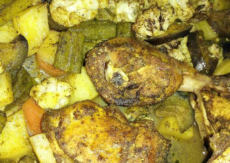 صينية دجاج بالخضار