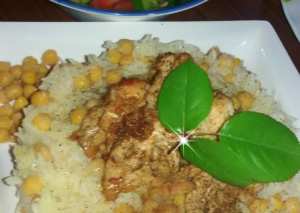 الارز بالحمص مع الدجاج