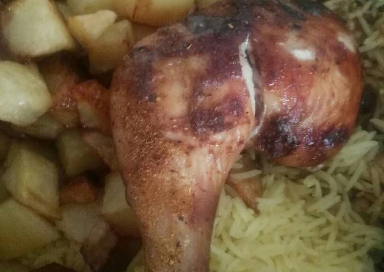 دجاج مشوي و أرز