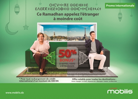 Mobilis annonce une promotion International: 50% de bonus sur vos appels !