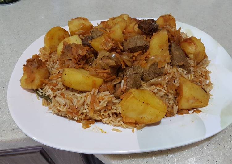 الرز البخاري السريع لحم او دجاج