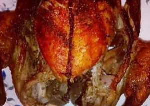 فراخ مشويه محشيه بالبصل