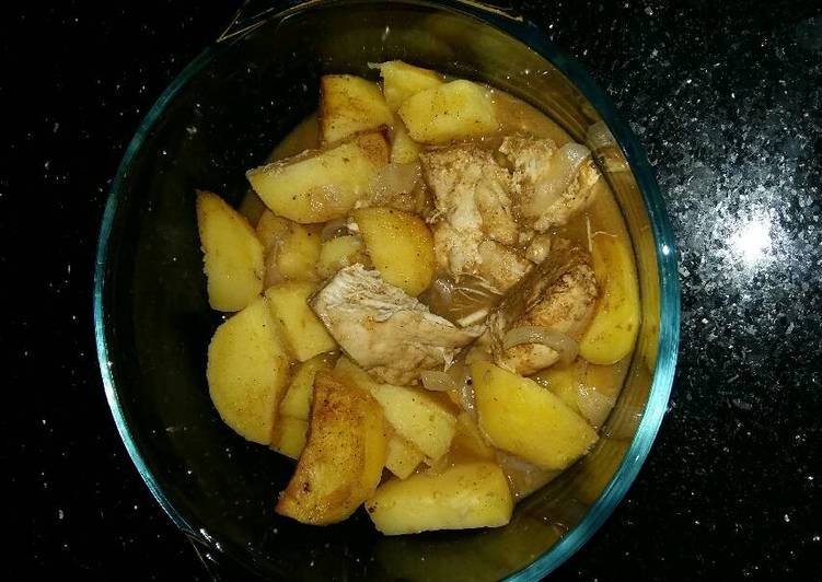 تبسي بطاطا والدجاج (في كيس الشوي)