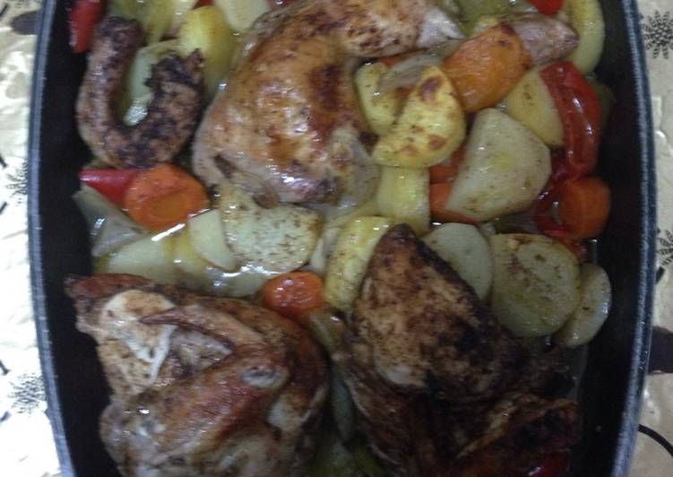 صينية دجاج مع الخضره روووعه بتشهي