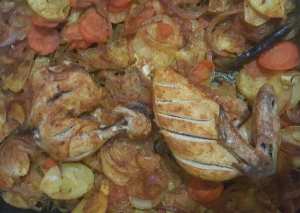 صينية دجاج بالخضار