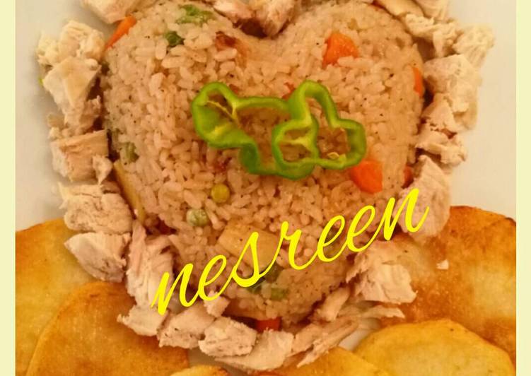 ارز بالخضروات والدجاج