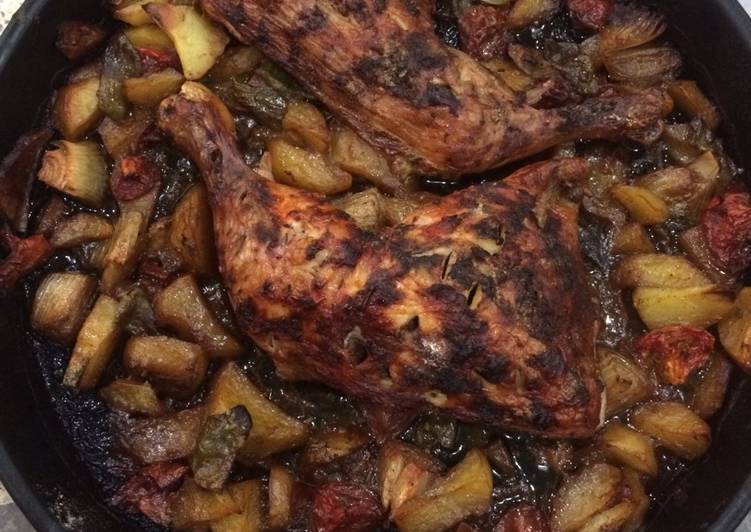 دجاج بالخضار