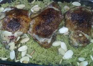 ارز بكبدة الدجاج ودجاج محمر