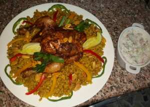 فريكه مفلفله مع الجاج المشوي