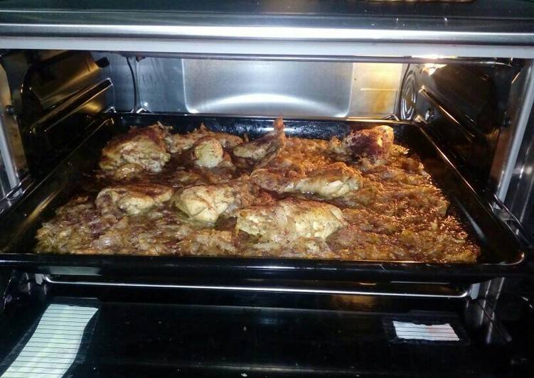 دجاج بالبصل بفرن الكهربا