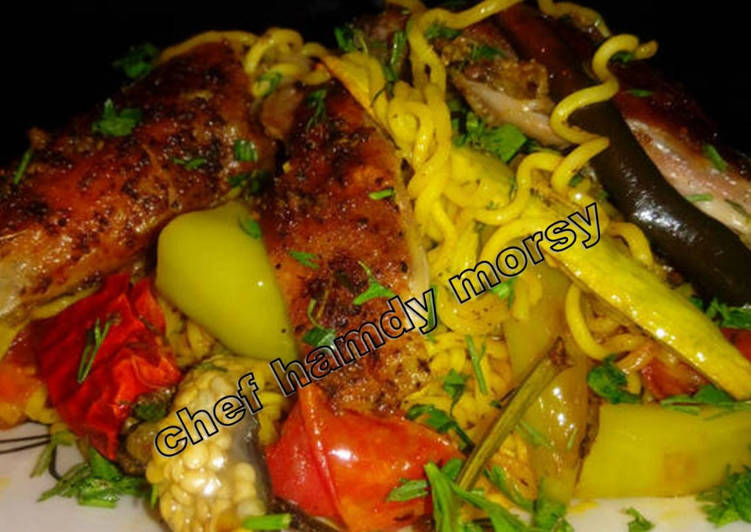 فراخ بانججينج ونوديلز على الطريقة الأندونيسية