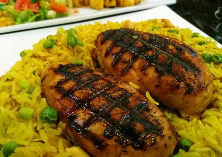 صدور دجاج مشوي مع رز بالبسله