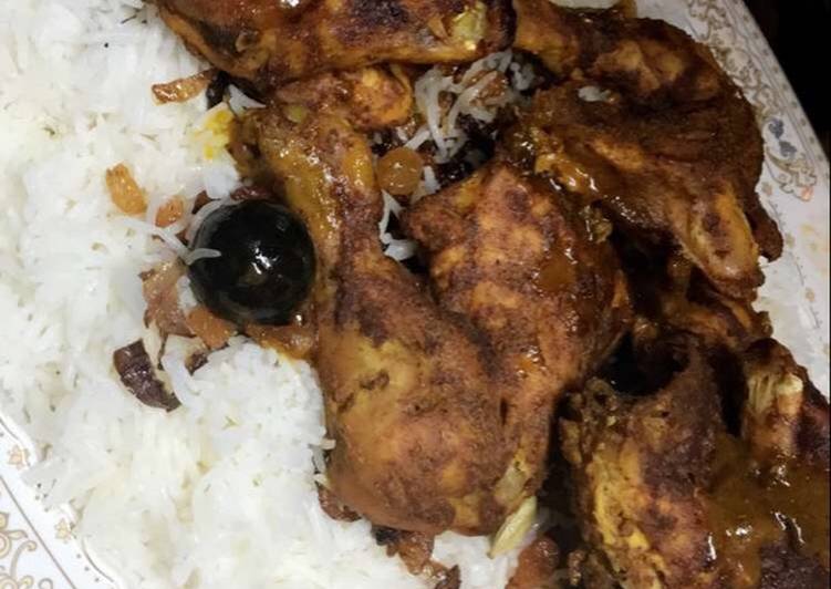 دجاج بالفرن مع الارز الابيض المنكة