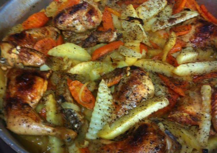 صينية دجاج بالخضار