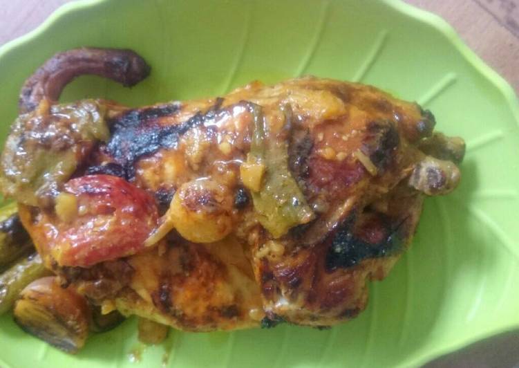 جاج مشوي بالخضار والسكر