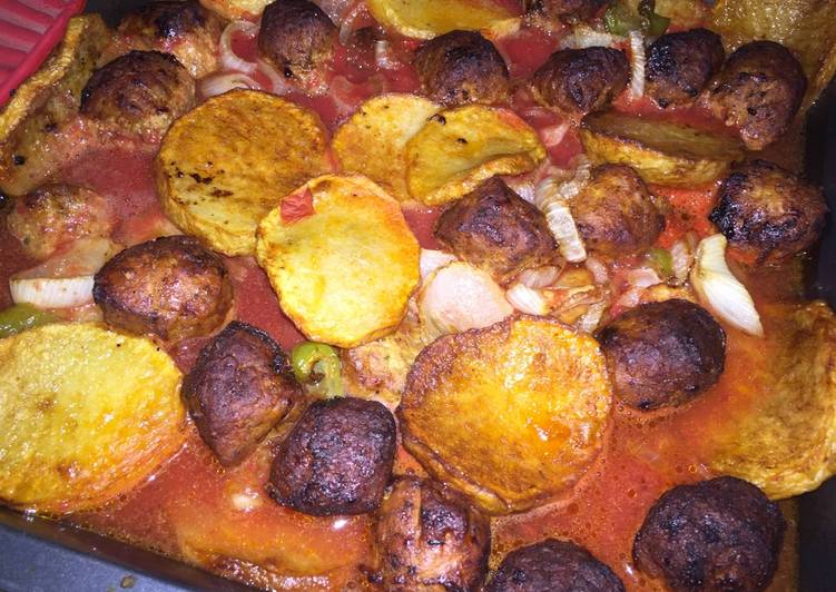 صينية بطاطا بكفتة الدجاج💞