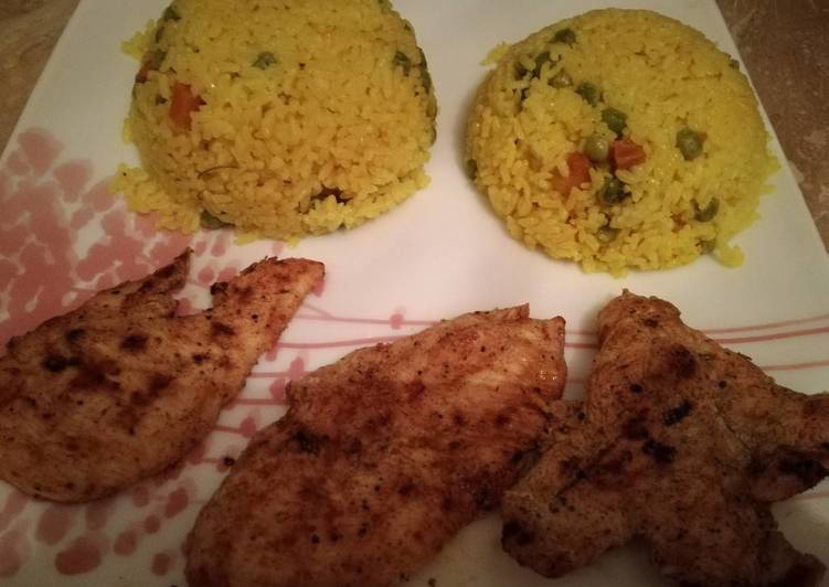 رز بالبسله وصدور فراخ مشويه ع الجريل