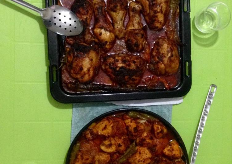 دجاج بالفرن محمر