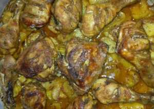 فروج بالفرن على بطاطا