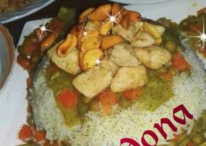 الارز بالخضار...مع شرحات الدجاج