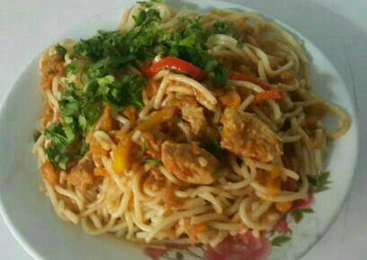 🍝 سباكتي بصدور الدجاج 🍝