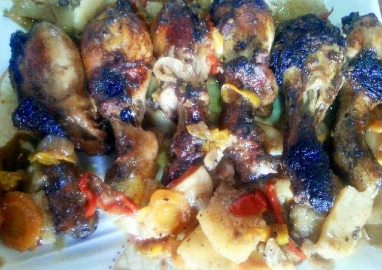 دبابيس الدجاج بالبطاطس والجزر وفلفل الالوان دايت