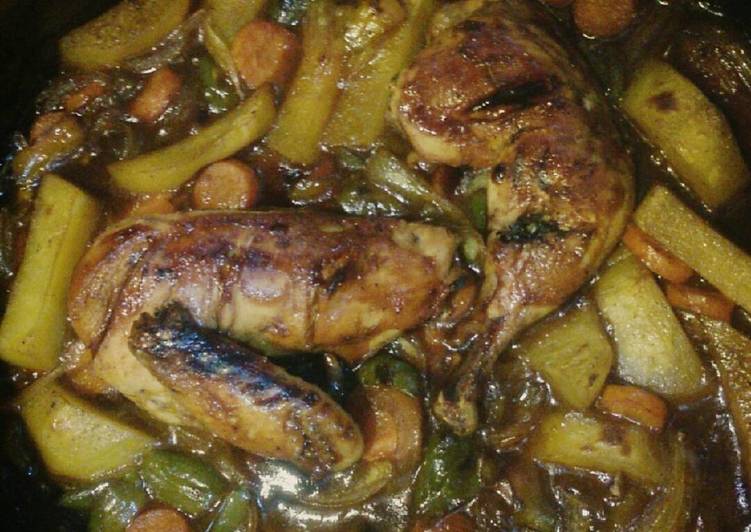 صينية دجاج بالخضار