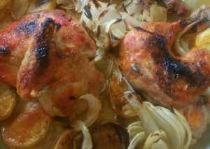 صنيه دجاج بالبطاطا والبصل