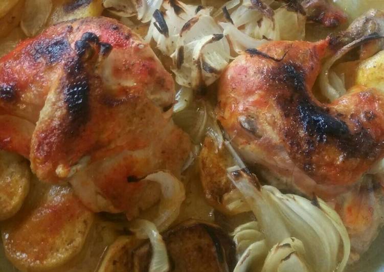 صنيه دجاج بالبطاطا والبصل