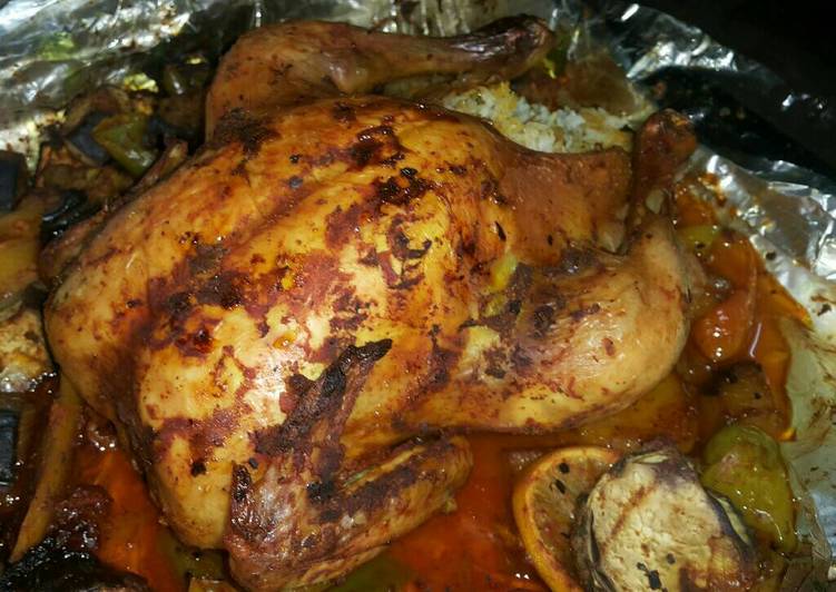 دجاجه مشويه بالخضار...(سوتيه)