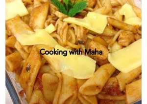 معكرونة بالدجاج و الصلصة الحمرا