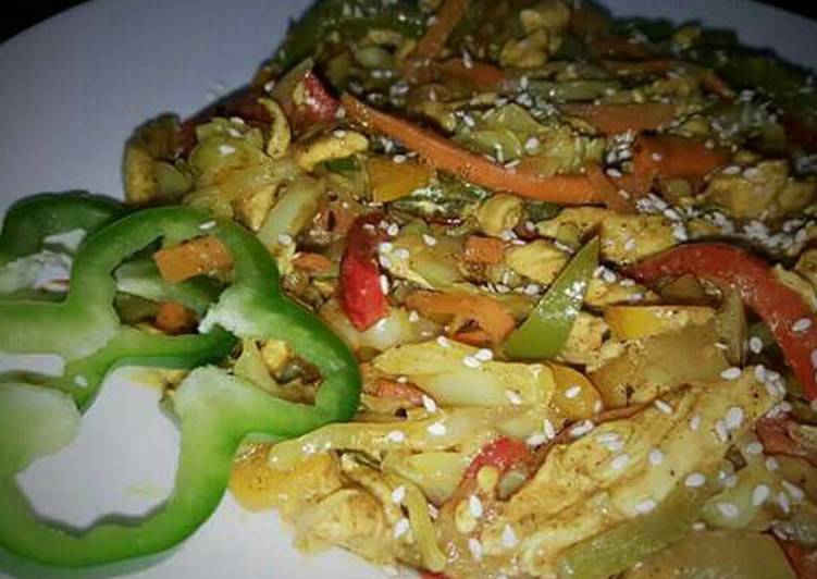 دجاج صيني حار مع الخضروات