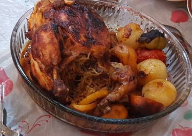 دجاج محشي في الكيس الحراري