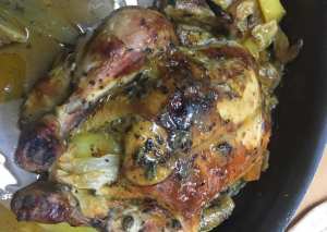 دجاج مشوي بالفرن مع الخضار