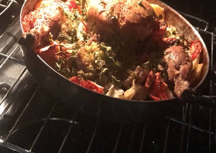 دجاج محشي بالبرغل مع خضار