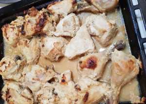 دجاج بالراشي (الطحينية) واللبن