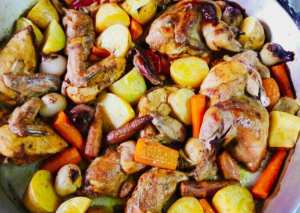 صينية الدجاج بالخضار لمدخن