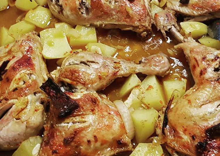 دجاج مع بطاطا بلفرن