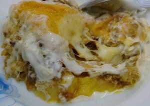 بطاطس بالدجاج والبيشمل