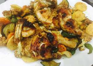 دجاج مشوي مع الخضار
