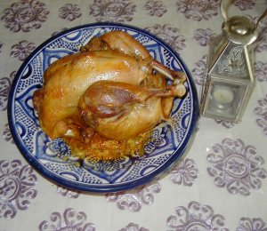 Poulet farci à la semoule