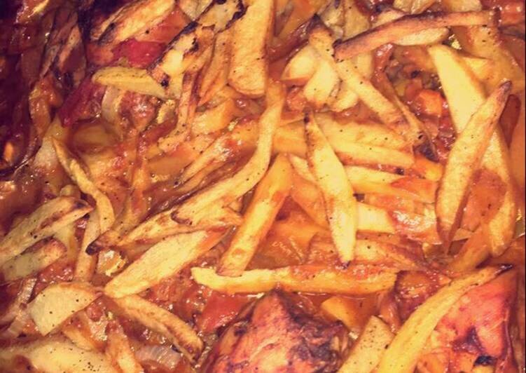 تبسي دجاج بالفرن